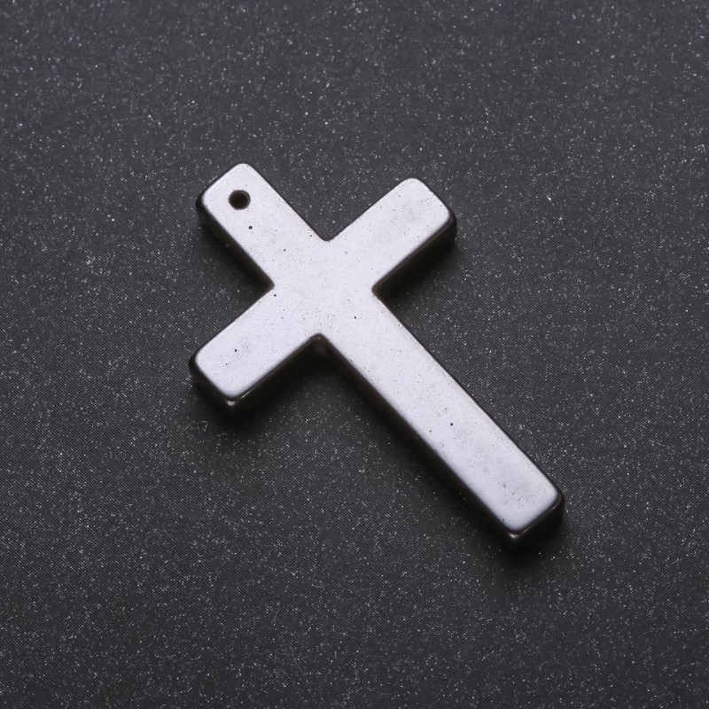 Pendentif Croix en hématite 27×43×4 mm