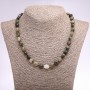Collier en agate mousse naturelle taillé, diamètre 9×10 mm, longueur 45 cm +