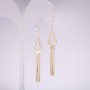 Boucles d'oreilles à pampilles dorées 73×11 mm, métal doré, Corée