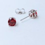 Clous d'oreilles Xuping à pierre rouge, diamètre 6 mm, rhodié