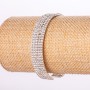 Bracelet à strass à fermoir pince, à cinq rangs, strass blancs, métal blanc