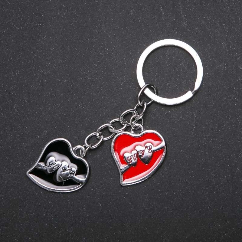 Porte-clé cœur couleur argent, longueur 95 mm