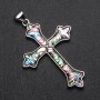 Pendentif croix en haliotis, monture 68×47 mm