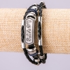 Bracelet Levi’s, longueur 21 cm, épaisseur 15 mm, cuir écologique noir