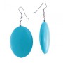 Boucles d'oreilles pendantes avec cabochons ovales turquoise, 65 × 40 mm