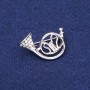 Broche Cor d'harmonie avec strass, métal argenté 25×35 mm
