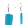 Boucles d'oreilles pendantes en cabochons rectangulaires lisses imitant turquoise, 47 × 25 mm