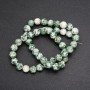 Agate mousse — perles rondes lisses sur fil de pêche, diamètre environ 8 mm, longueur 38 cm