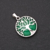 Pendentif en chrysoprase naturelle serti dans un cadre «Arbre», diamètre 27 mm