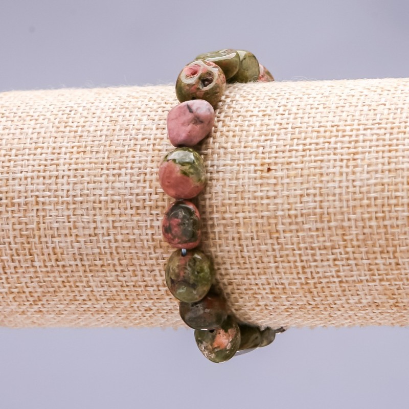 Bracelet élastique en héliotrope, galets 10×12 mm (±)