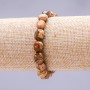 Bracelet élastique en jaspe paysage, perles galet de 8×10 mm (±)