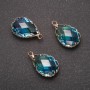 Pendentif «Goutte» bleu, monture dorée 13×21 mm