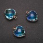 Pendentif « Cœur » couleur bleu-jaune, monture dorée 16 × 20 mm