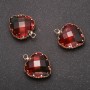 Pendentif «Cœur» couleur rouge et vert, monture dorée 16×20 mm