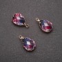 Pendentif «Goutte» bleu-rose, monture dorée 10×17 mm