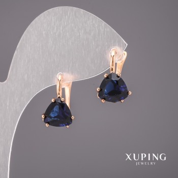 Boucles d'oreilles Xuping avec pierres bleues 10×17 mm – Plaqué or 18K
