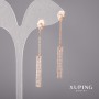 Boucles d'oreilles Xuping avec pierres blanches 4 × 53 mm, plaqué or 18K