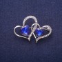 Broche Cœurs de cristal argentée 30 × 43 mm