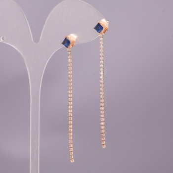 Boucles d'oreilles Xuping avec pierre bleue 6 × 65 mm, dorure 18 carats