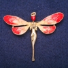 Broche Fée avec cristal rouge et émail, métal doré 50×60 mm