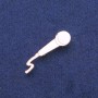 Broche Microphone émail blanc, métal doré 10×41 mm