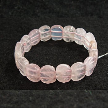 Bracelet élastique en quartz rose, pierres ovales 13×18 mm