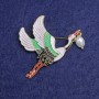 Broche Cigogne émaillée 50×33 mm métal doré