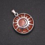 Pendentif en aventurine dorée « Sable doré », cadre « Soleil », diamètre 27 mm