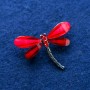 Broche Libellule avec cristaux, métal argenté 32×43 mm