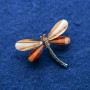 Broche Libellule avec cristaux, métal argenté 32×43 mm