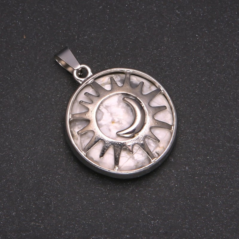 Pendentif en howlite — «Soleil», diamètre 27 mm