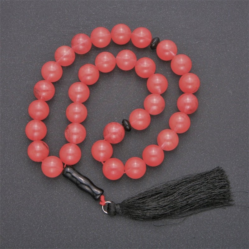 Chapelets de calcédoine avec inserts d'agate, 33 perles, diamètre 12 mm+