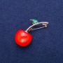 Broche Cerise avec cristal, 47 × 21 mm, métal doré