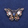 Broche papillon en cristaux dorés, 40 × 57 mm