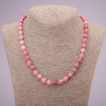 Collier en rhodochrosite naturelle, perles lisses, diamètre 8(±)mm, longueur 45 cm