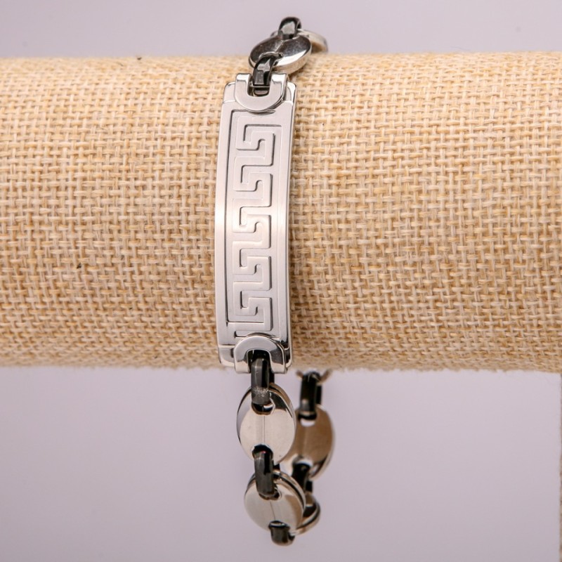 Bracelet masculin en acier inoxydable couleur argent
