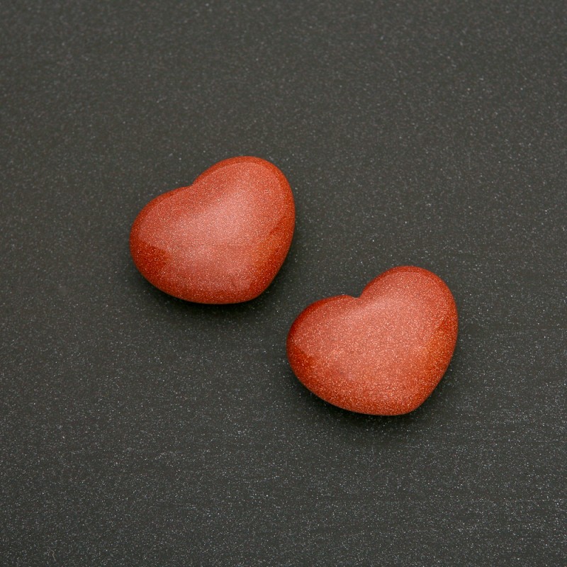 Pierre souvenir Cœur Aventurine doré sable (+-) 21×27 mm