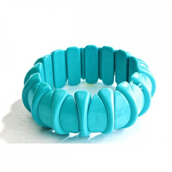 Bracelet élastique en turquoise (artificielle) rondelles lisses, diamètre 6×4 mm +-, longueur 18 cm+