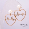 Boucles d'oreilles Xuping or plaqué 18 carats avec perle de 6 mm et strass blancs 26×21 mm +