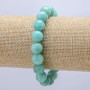 Bracelet élastique en amazonite naturelle, diamètre 10 mm ±, longueur 18 cm ±