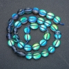 Perles sur fil en verre opalin «Bleu caméléon», facetté, diamètre 10 × 7 mm, longueur 40 cm +