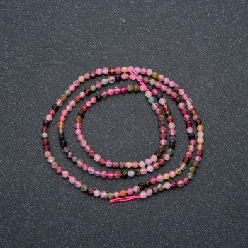 Fil assorti de pierres naturelles facettées, perles rondes, diamètre 2,5 mm, longueur 40 cm