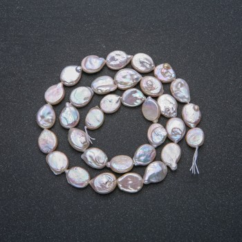 Fil de perles baroques naturelles, diamètre 12×9 mm, longueur 41 cm ± avec reflet pétrole