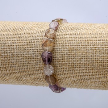 Bracelet élastique en améthrine naturelle, perles galets, diamètre 8x10 mm, tour de poignet 18 cm +