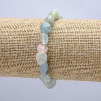 Bracelet élastique en pierre naturelle de morganite, facetté, diamètre 9×12 mm, tour de poignet 18 cm +