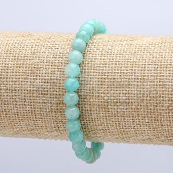 Bracelet élastique en amazonite naturelle, perle lisse, diamètre 6 mm, tour de poignet 18 cm +