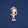 Broche Coiffeur, émail coloré, métal doré 47×24 mm +
