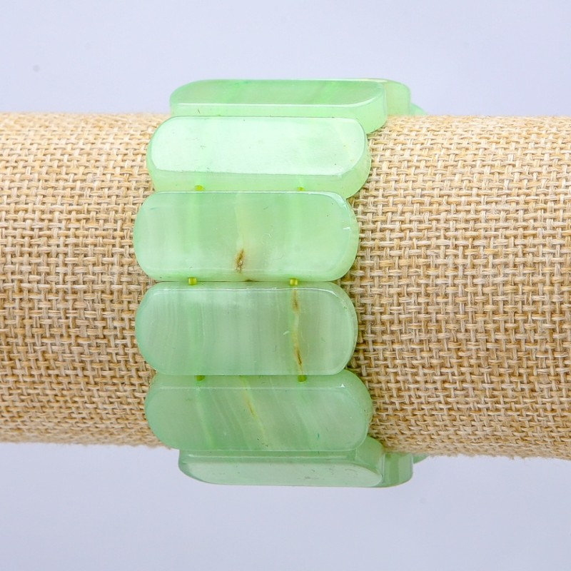 Bracelet élastique en onyx (pressé) maillons lisses 33×13 mm+
