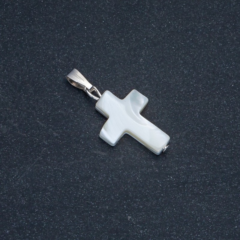 Pendentif en nacre blanche naturelle 20×15 mm+