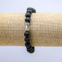 Bracelet élastique en lave, diamètre 8 mm ±, avec un haltère miniature
